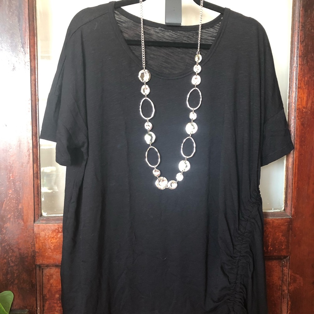 Hammered Disk and Oval Links Silver Statement Boutique Necklace NWT - Picture 4 of 7